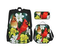 fifbird P-Lanet - Set zaino 3 in 1 con portapranzo, astuccio per matite, elegante e durevole, Uccelli Con Flusso, Taglia unica, Zaini Daypack
