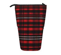 fifbird P-Lanets - Astuccio con stampa di stelle e la Via Lattea, astuccio per matite, matite, cosmetici, trucchi, ufficio, Plaid rosso e nero, Taglia unica, Astuccio per trucchi