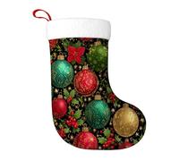 fifbird Pallina di Natale, calza natalizia con agrifoglio, stella di Natale, decorazioni rosse, regali per camino, scale, ufficio, casa, albero di festa, 27,9 x 45,7 cm