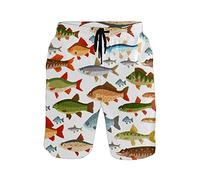 fifbird Pantaloncini da bagno da uomo con pesci d'acqua dolce da spiaggia, Colore unico, L
