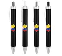 fifbird Penne a sfera blu a forma di puzzle con bandiere degli Stati Uniti e della Colombia, penna a sfera retrattile a punta fine, penna a sfera flessibile e rotonda, 0,55 mm, inchiostro nero, 4