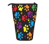 fifbird Portamatite con stampa di zampe di cane colorate carino motivo vettoriale astuccio portapenne durevole stand up portapenne personalizzato per college e adolescenti, Multicolore, Taglia unica,