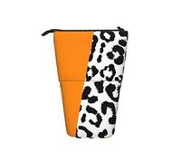 fifbird Portamatite in piedi con stampa leopardata in bianco e nero leopardato arancione modello portatile in piedi astuccio per matite stampa supporto portamatite telescopico durevole, Multicolore,