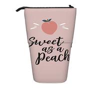 fifbird Portamatite Stand Up Carino Dolce Pesca Frutta Foglie Verdi Su Sfondo Acquerello Telescopico Astuccio Portamatite Portatile Portatile In Piedi Sacchetto di Matita Grande Capacità Stand,