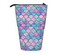 fifbird Portamatite Stand Up Mer-Maid Tail Scale Pattern Blu Oro Telescopico Astuccio Stampa Stand Portamatite Grande Capacità Astuccio, Multicolore, Taglia unica, Astuccio telescopico