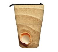 fifbird Portamatite verticale con stampa di paesaggi di sabbia con conchiglie marine marine estate spiaggia paesaggio stampa astuccio portamatite leggero grande capacità supporto matita titolare,