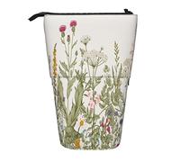 fifbird Portapenne autoportante con fiori vettoriali, erbe selvatiche, fiori, senza cuciture, organizer per cancelleria, grande capacità, astuccio per matite verticale, resistente, per college e