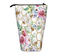 fifbird Portapenne autoportante con motivo floreale ad alveare, astuccio telescopico di grande capacità, resistente, portatile, per università e ufficio, Multicolore, Taglia unica, Astuccio