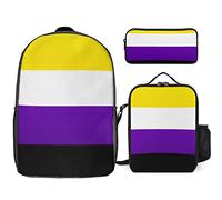 fifbird Pride Month LGBTQ Gay Pride Ally Set zaino 3 pezzi, kit zaino con borsa per il pranzo, astuccio, grande capacità, Prid non binario, Taglia unica, Zaino daypack