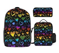 fifbird Pride Month LGBTQ Gay Pride Ally Set zaino 3 pezzi, kit zaino con borsa per il pranzo, astuccio, grande capacità, Mese dell'orgoglio Lgb, Taglia unica, Zaini Daypack