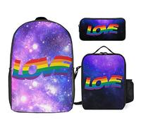 fifbird Pride Month LGBTQ Gay Pride Ally Set zaino 3 pezzi, kit zaino con borsa per il pranzo, astuccio, grande capacità, Mese dell'orgoglio Lgb, Taglia unica, Zaini Daypack
