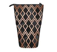 fifbird Rame & Black Geo Diamonds, astuccio telescopico, supporto per matite con cerniera, astuccio per trucchi e matite, Multicolore, Taglia unica, Astuccio telescopico