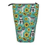 fifbird Schnauzer - Astuccio telescopico con girasoli, per la primavera e l'estate, con cerniera, astuccio per il trucco e penne, Multicolore, Taglia unica, Astuccio telescopico