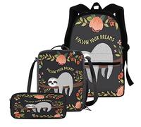 fifbird Set completo di zaini da calcio per la scuola, set 3 in 1 per ragazzi e ragazze, con stampa di calcio, grande libreria+portapranzo termico+astuccio, Segui Dream Sl, Taglia unica, Zaini Daypack