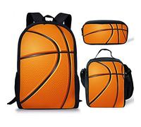 fifbird Set di 3 zaini con design dinosauro, borsa per la scuola, portapranzo, resistente, confortevole, casual, per andare a scuola, Pallacanestro, Taglia unica, Zaini Daypack