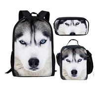 fifbird Set di 3 zaini con stampa 3D divertente giraffa, per ragazzi e ragazze, per la scuola, Husky, Taglia unica, Zaini Daypack