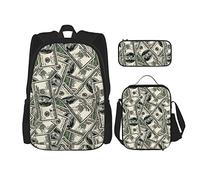 fifbird Set di 3 zaini etnici africani tribali con borsa per il pranzo e astuccio, zaino divertente, Divieto di 100 Dollari, Taglia unica, Zaino daypack