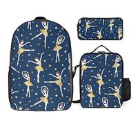 fifbird Set di 3 zaini per amanti della danza classica, set da 3 pezzi, zaino con borsa per il pranzo, astuccio, grande capacità, Balletto Danza Lo, Taglia unica, Zaino daypack