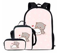 fifbird Set di 3 zaini per ragazzi, librerie per la scuola elementare+scatola termica per il pranzo + astuccio, Carino Cartoon Ca, Taglia unica, Zaini Daypack