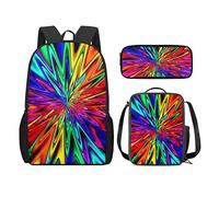 fifbird Set di borse per la scuola per bambini, con stampa di animali, casual, borsa classica per il pranzo, astuccio piccolo, 3 in 1 Combo, Hawaii Beach, zaini da giorno, Fiore arcobaleno., Taglia