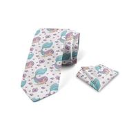 fifbird Set di cravatte e fazzoletto da sposo per feste, matrimoni e tutte le occasioni, Lilla Azzurro Cielo Chiaro Tan, Taglia unica