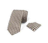 fifbird Set di cravatte e fazzoletto da sposo per feste, matrimoni e tutte le occasioni, Nero e beige., Taglia unica