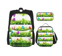 fifbird Set di zainetti per la scuola: zaino con portapranzo, astuccio per matite, elegante e durevole, set di zaini per la scuola, magia natalizia, Pasqua colorata, Taglia unica, Zaini Daypack