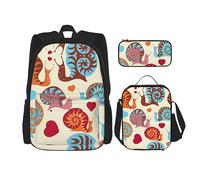 fifbird Set di zainetti per la scuola: zaino con portapranzo, astuccio per matite, elegante e durevole, set di zaini per la scuola, magia natalizia, Graziosa lumaca., Taglia unica, Zaini Daypack