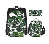 fifbird Set di zainetti per la scuola: zaino con portapranzo, astuccio per matite, elegante e durevole, set di zaini per la scuola, magia natalizia, Foglie tropicali, Taglia unica, Zaini Daypack
