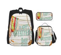 fifbird Set di zaini per la scuola: zaino con portapranzo, astuccio, elegante e durevole, set zaino per la scuola - Pavone colorato, Felice Padre, Taglia unica, Zaini Daypack