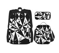 fifbird Set zaino 3 in 1 con portapranzo, astuccio per la scuola, elegante e durevole, motivo: farfalla, Musicale alla moda, Taglia unica, Zaini Daypack