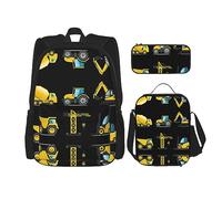 fifbird Set zaino 3 in 1 con portapranzo, astuccio per la scuola, elegante e resistente, colorato paesaggio 3D con natura marina subacquea di pesci tropicali, Cartoon Heavy M, Taglia unica, Zaini