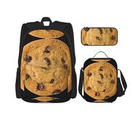 fifbird Set zaino 3 in 1 con portapranzo, astuccio per la scuola, elegante e resistente, colorato paesaggio 3D con natura marina subacquea di pesci tropicali, Biscotti al cioccolato, Taglia unica,