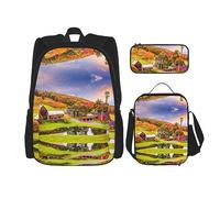 fifbird Set zaino 3 in 1 con portapranzo, astuccio per matite, elegante e durevole, set di zaino per la scuola -Spirit of The, Fattoria di campagna, Taglia unica, Zaini Daypack