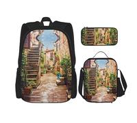 fifbird Set zaino 3 in 1 con portapranzo, astuccio per matite, elegante e durevole, set di zaino per la scuola, motivo: cavallo, Italia Toscana, Taglia unica, Zaini Daypack