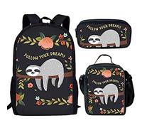 fifbird Set zaino scuola Cosmo esterno per studenti, borsa termica per il pranzo, 3 pezzi, Bradipo 2, Taglia unica, Zaini Daypack