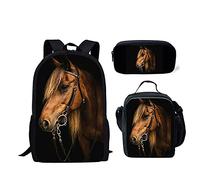 fifbird Set zaino scuola Cosmo esterno per studenti, borsa termica per il pranzo, 3 pezzi, Cavallo, Taglia unica, Zaini Daypack