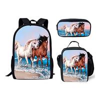 fifbird Set zaino scuola Cosmo esterno per studenti, borsa termica per il pranzo, 3 pezzi, Corsa Cavallo, Taglia unica, Zaini Daypack