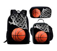 fifbird Set zaino scuola Cosmo esterno per studenti, borsa termica per il pranzo, 3 pezzi, Pallacanestro, Taglia unica, Zaini Daypack