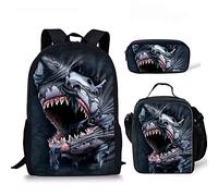 fifbird Set zaino scuola Cosmo esterno per studenti, borsa termica per il pranzo, 3 pezzi, Squalo 2, Taglia unica, Zaini Daypack