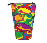 fifbird Stand Up Portamatite Colorato Interlacciato Pesce Animale Modello Luminoso Creativo Cancelleria Organizzatore Durevole Penna Caso Personalizzato Cancelleria Organizer, Multicolore, Taglia
