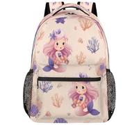 fifbird Zainetto con motivo a sirena, ideale per la scuola o per libri | Zaino unisex con grazioso motivo sirena, ideale per viaggi, campeggio, spiaggia, scuola, lavoro