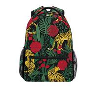 fifbird Zainetto unisex con leopardi e rose, per scuola, viaggi, escursioni, campeggio, zaino per la scuola, Colore-multi1, Taglia unica