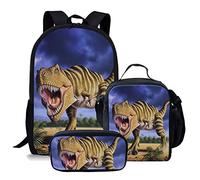 fifbird Zaino da viaggio 3 in 1 con animali per la scuola elementare e media, con lupo 3D, set con portapranzo e astuccio per matite per ragazzi e ragazze, Viola Animale W, Taglia unica, Zaini Daypack