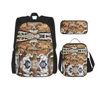 fifbird Zaino musicale di grande capacità, borsa per il pranzo, astuccio combinato, set da 3 pezzi, per la scuola media, Elefante natura, Taglia unica, Zaini Daypack