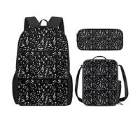 fifbird Zaino per computer portatile, portapranzo, portapenne, set da 3 pezzi, zaino per la scuola, personalizzato, alla moda, con stampa di cavalli, Musica Dream-bla, Taglia unica, Zaini Daypack