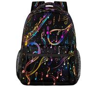 fifbird Zaino unisex astratto con note musicali storte borsa per libri scolastici grandi borse per laptop leggere per uomini donne studenti zaino zaino zaino scuola zaini
