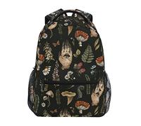 fifbird Zaino unisex con funghi e margherite verdi per computer portatile, scuola, viaggi, borsa per libri per affari, zaino per scuola e bosco