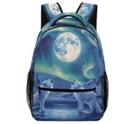 fifbird Zaino unisex con lupi, luna del nord, zaino da viaggio per computer portatile, con 1 scomparto principale e tasche laterali, per uomo e donna
