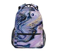 fifbird Zaino unisex con motivo marmorizzato grigio dorato per computer portatile, borsa da viaggio per scuola, borsa per libri per lavoro, arte astratta in marmo dorato viola, zaini per la scuola